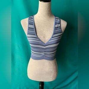 Offline by Aerie Navy, Black, and White Ribbed Cropped Top Bralette, size S